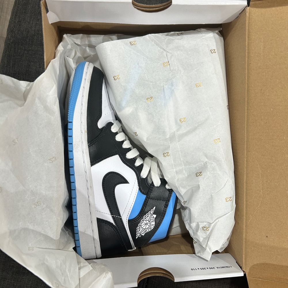 Women’s Air Jordan One Mid Black and White University Blue